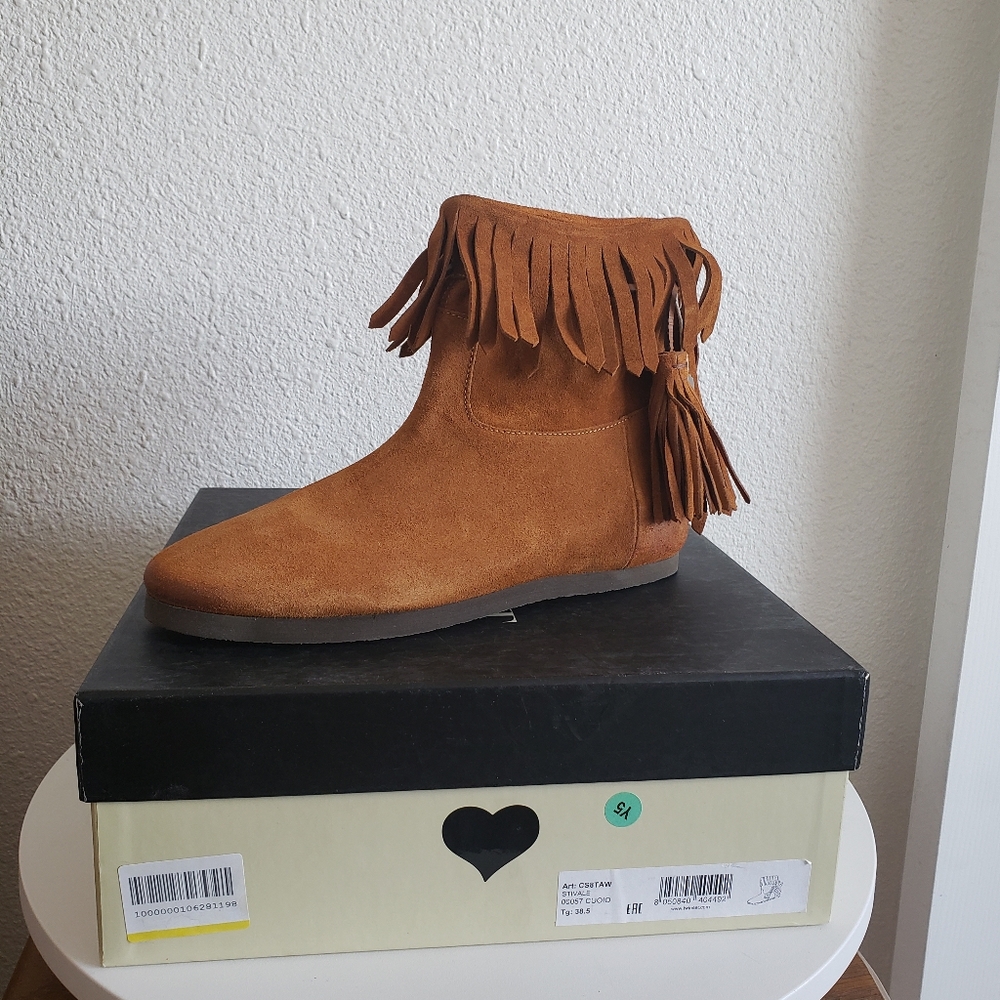 #Twinset Simona Barbieri Women Suede  Fringes Ankle Boots